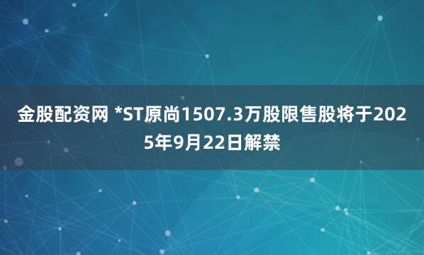 金股配资网 *ST原尚1507.3万股限售股将于2025年9月22日解禁